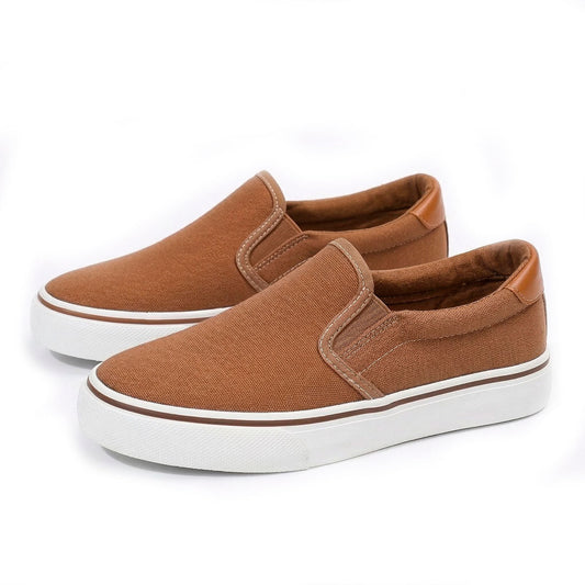 Women's Breathable White Canvas Slip-On Trainers Corvine