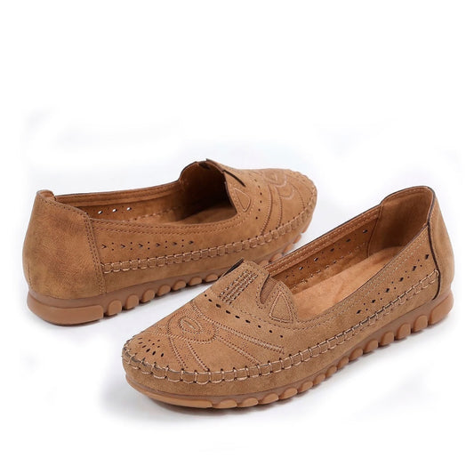 Women's Faux-Suede Laser-Cut Black Loafers Corvine