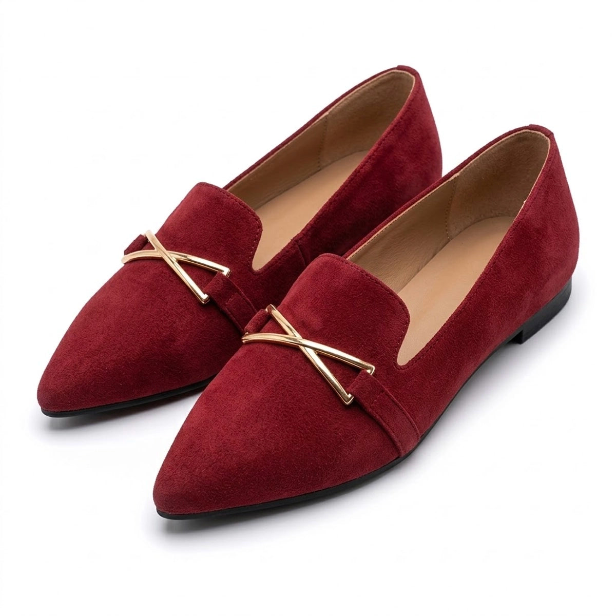 Women's Soft Suede Pointed Toe Ballet Flats Corvine