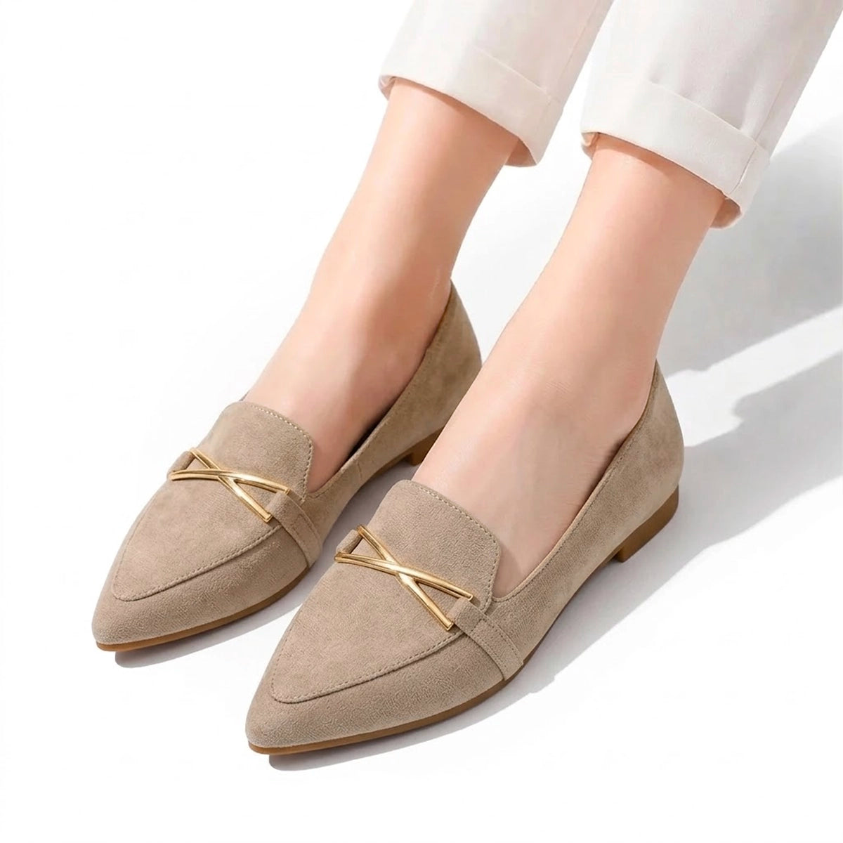 Women's Soft Suede Pointed Toe Ballet Flats Corvine
