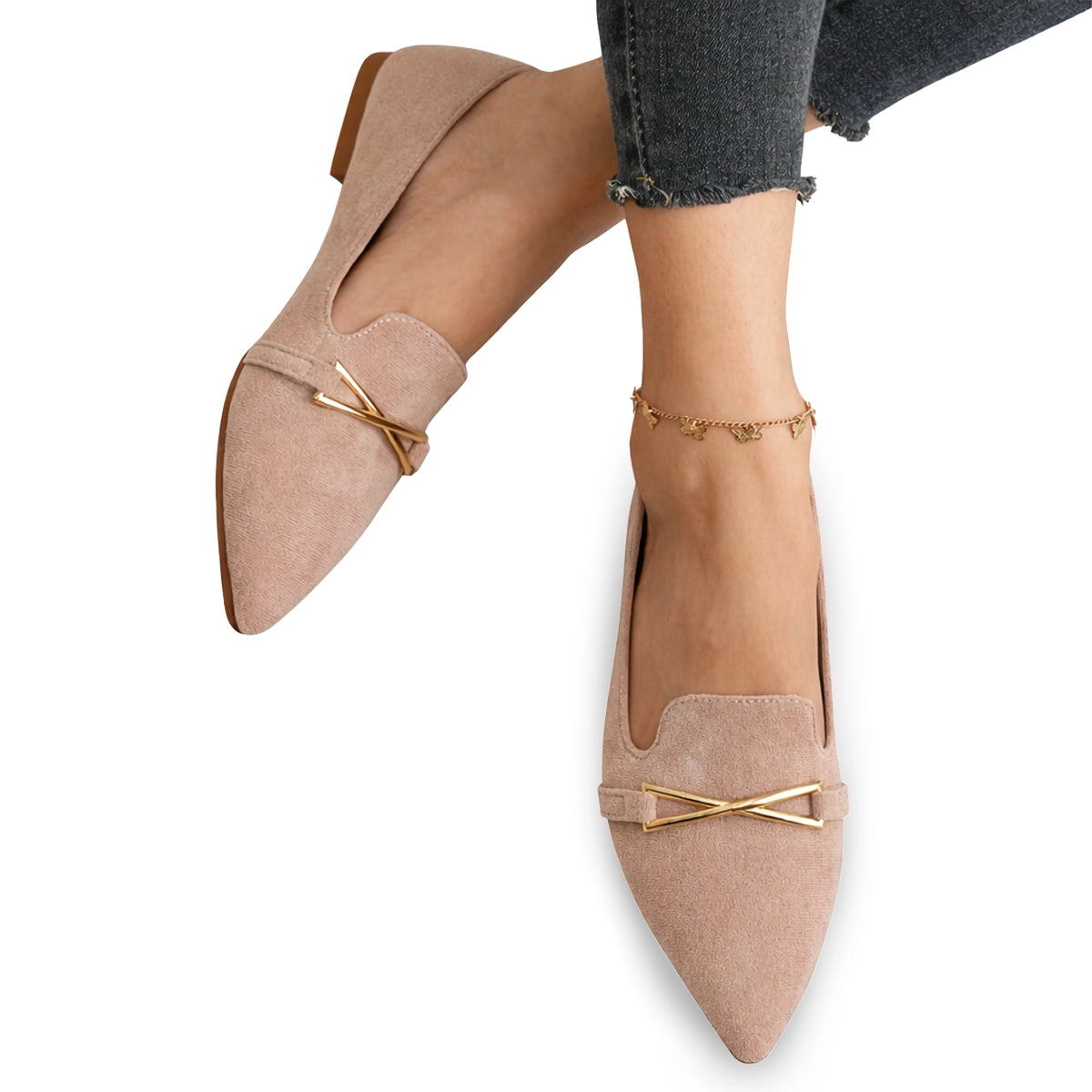 Women's Soft Suede Pointed Toe Ballet Flats Corvine