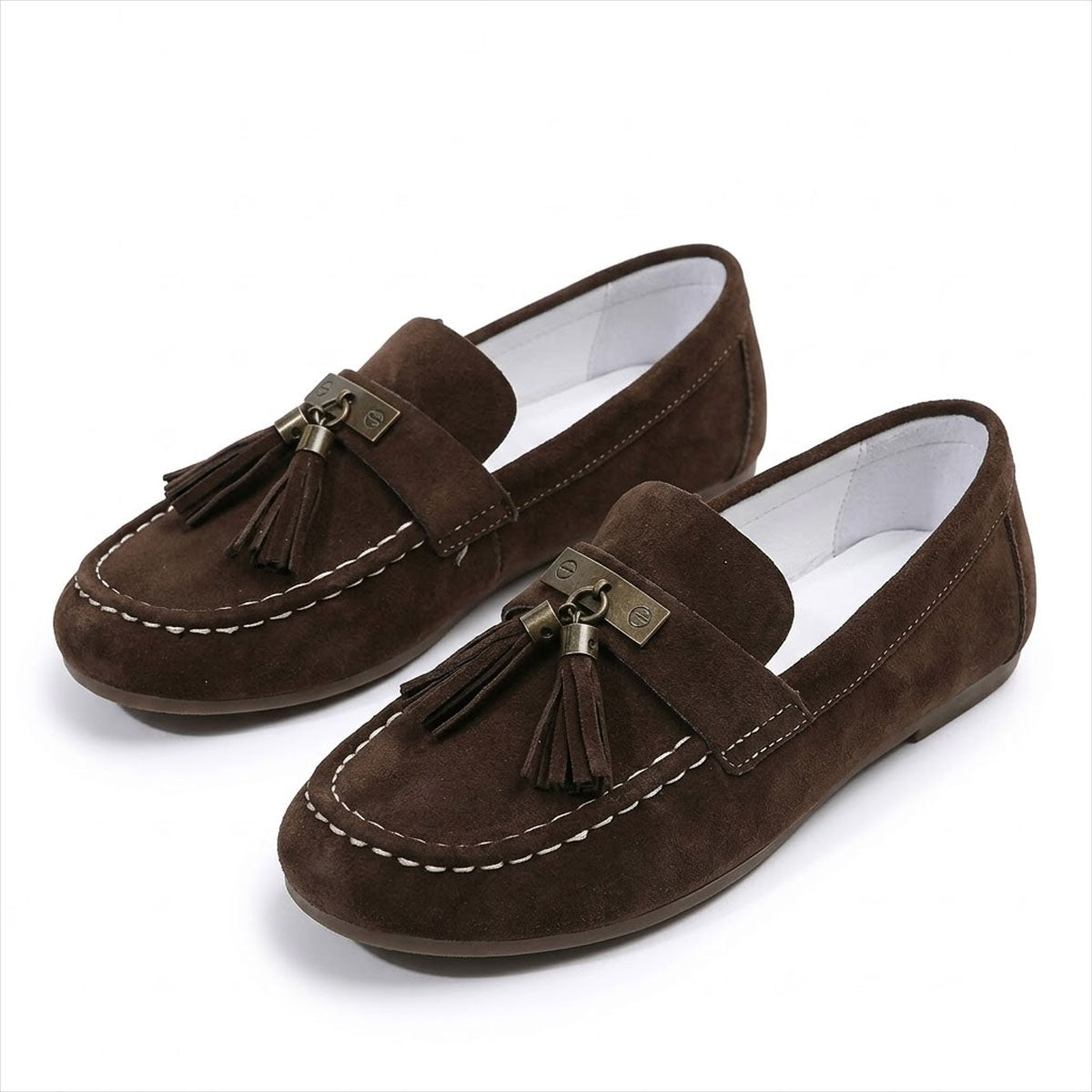 Women's Suede-Look Black Loafers with Tassel Detail Corvine