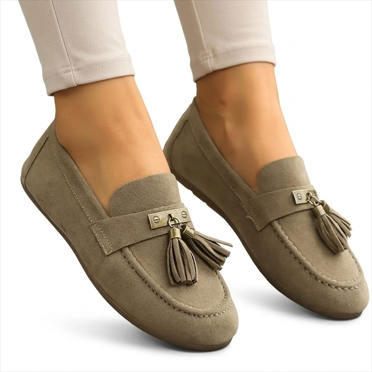 Women's Suede-Look Black Loafers with Tassel Detail Corvine