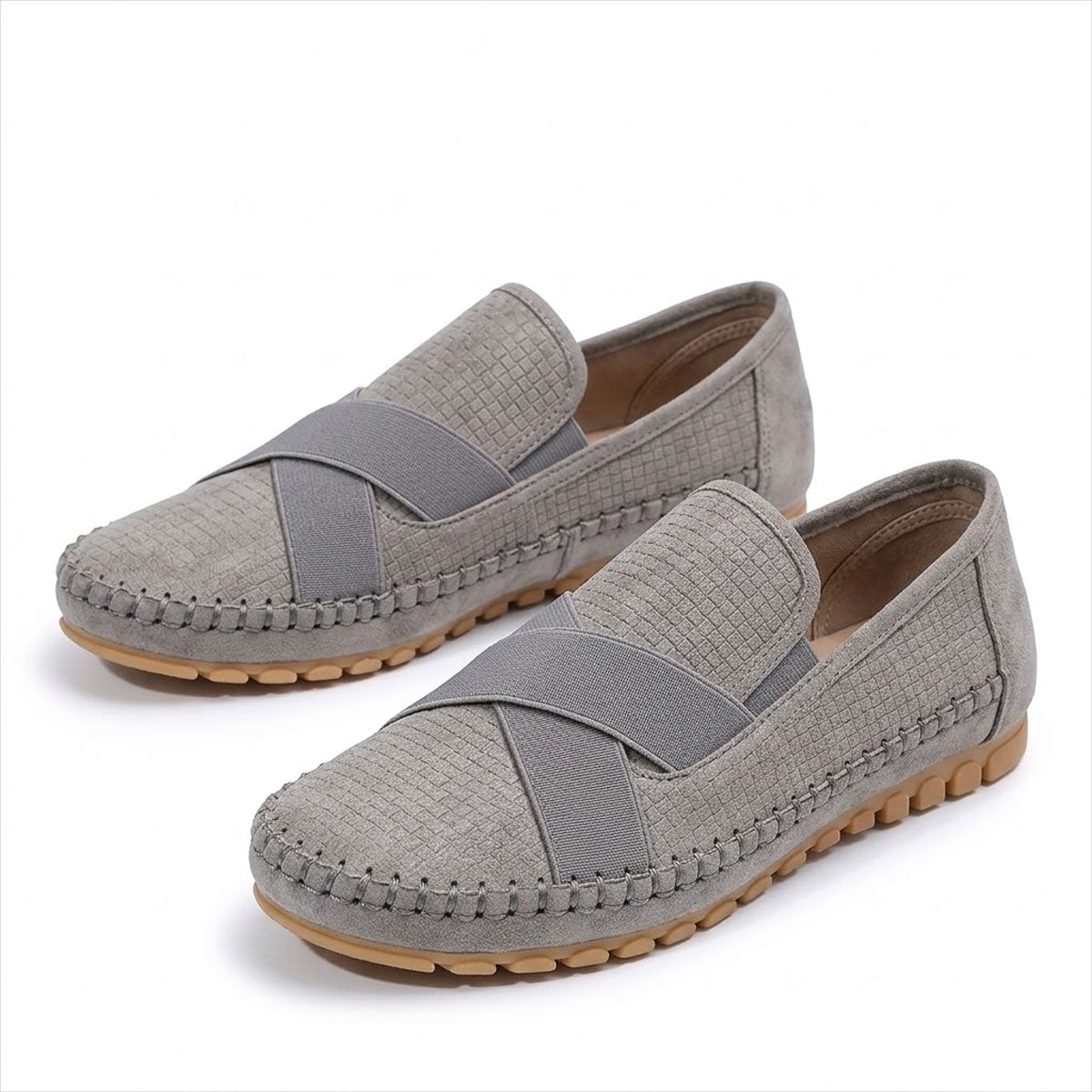 Women's Textured Cross-Strap Ballet Flats Corvine