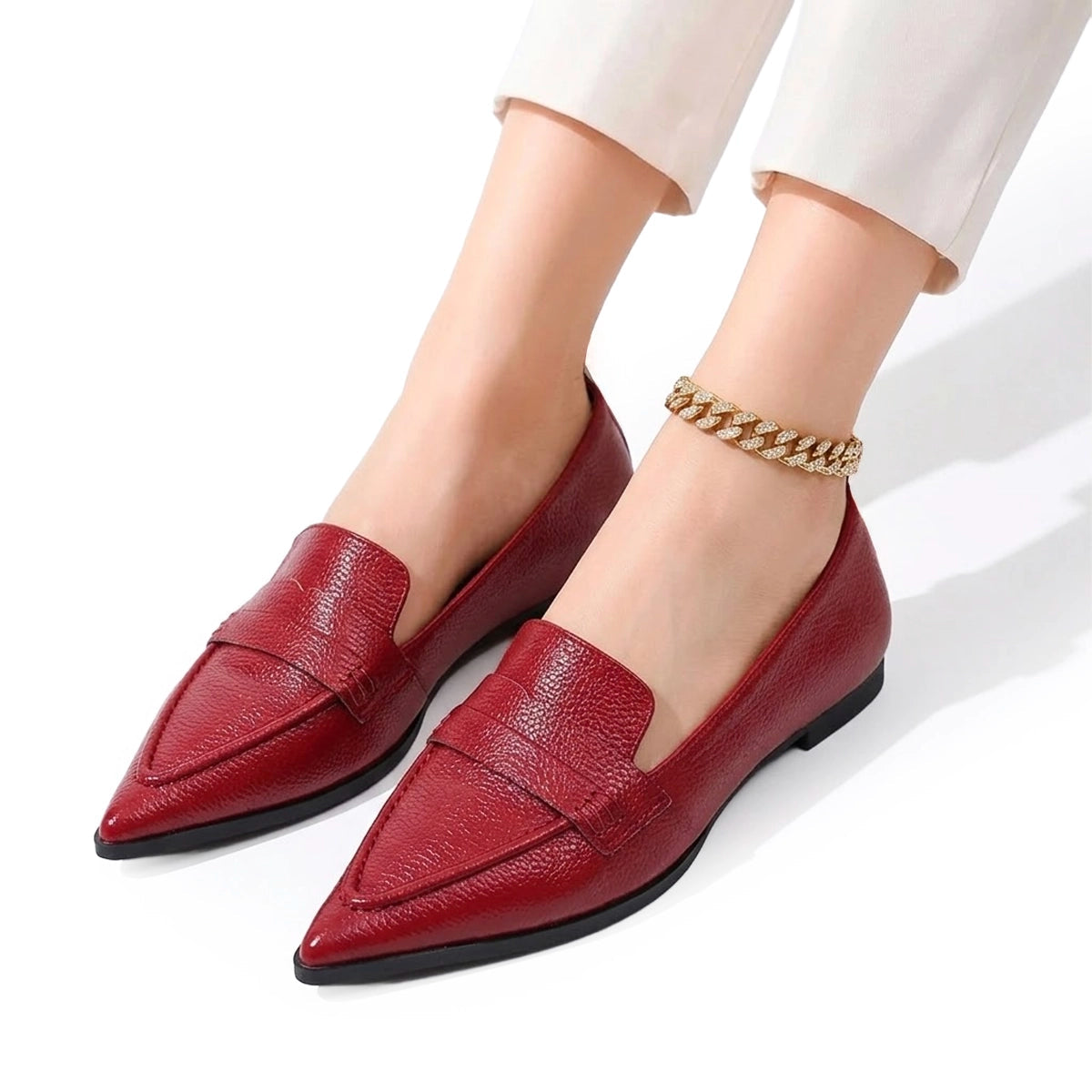 Women's Textured Pebbled Pointed Flats Corvine
